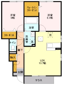 【南足柄市広町のアパートの間取り】