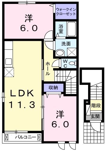 広島市安佐北区落合南のアパートの間取り