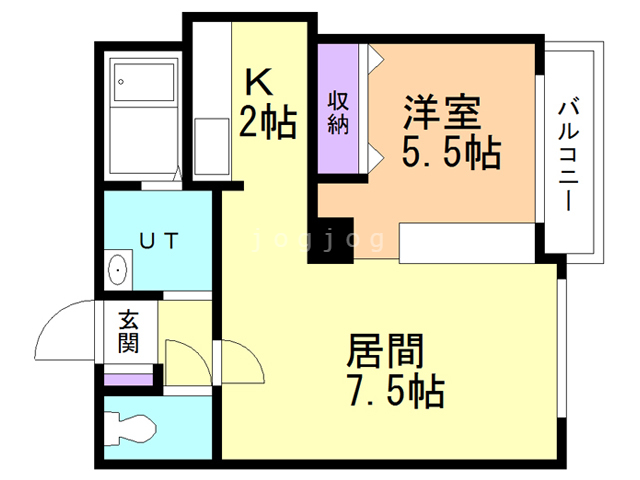 小樽市桂岡町のアパートの間取り