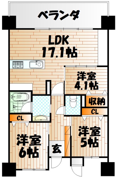 サンパーク城野駅前EXIAの間取り