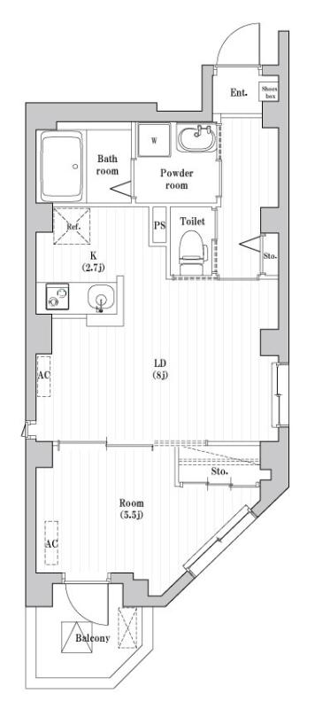 中央区日本橋本町のマンションの間取り