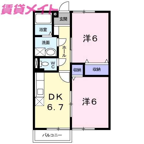 伊勢市通町のアパートの間取り