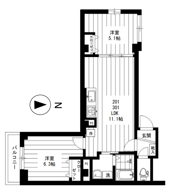 文京区湯島のマンションの間取り