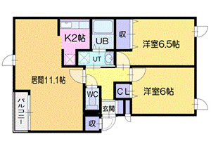 【札幌市清田区真栄一条のマンションの間取り】