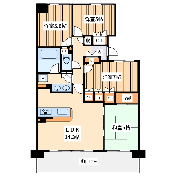 川崎市川崎区小田栄のマンションの間取り