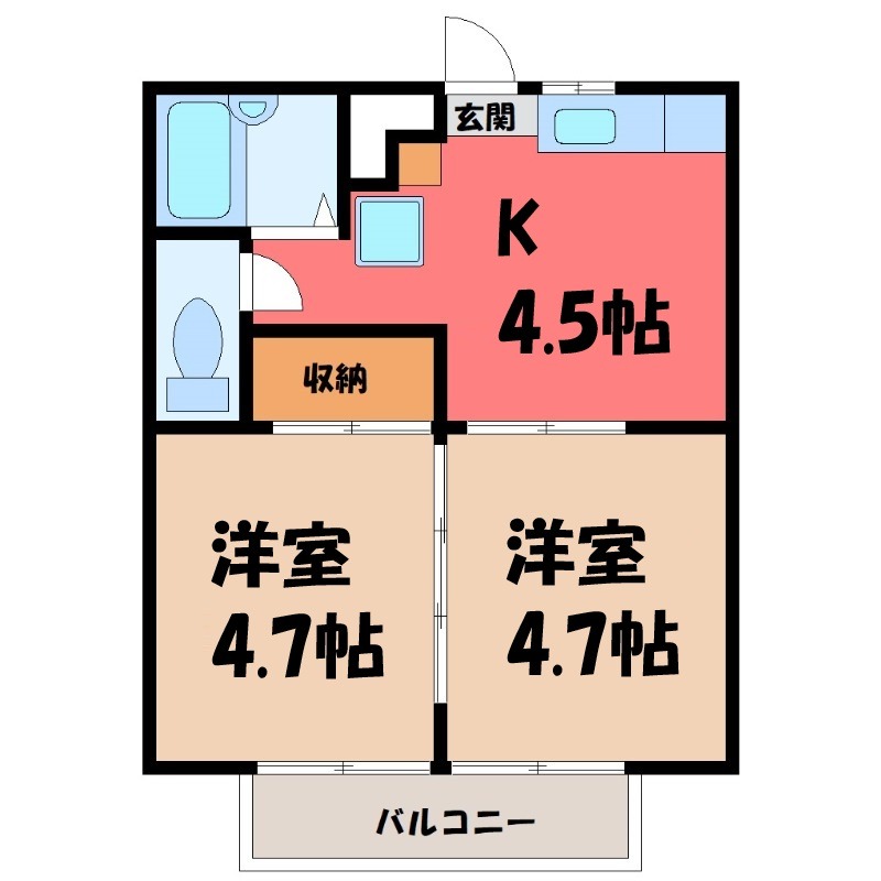 行田市忍のアパートの間取り