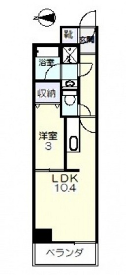 岡山市北区磨屋町のマンションの間取り