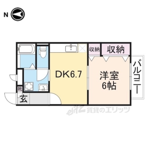 奈良市学園朝日町のアパートの間取り