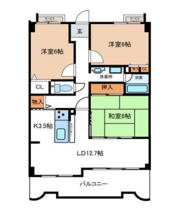 姫路市白浜町のマンションの間取り