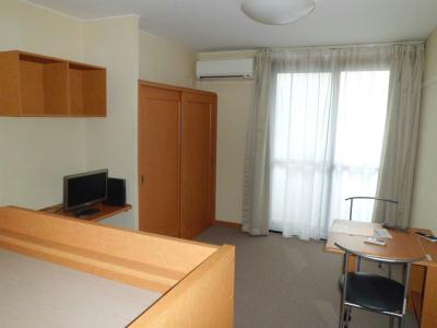 居室・リビング　居室はグレーのカーペット敷きです。