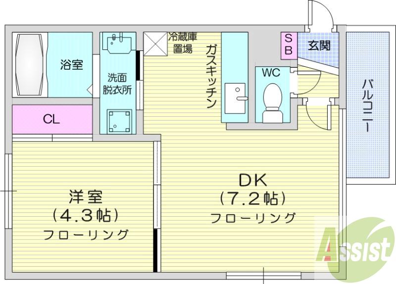 地下鉄東豊線 北１３条東駅 徒歩2分 4階建 築11年の間取り写真