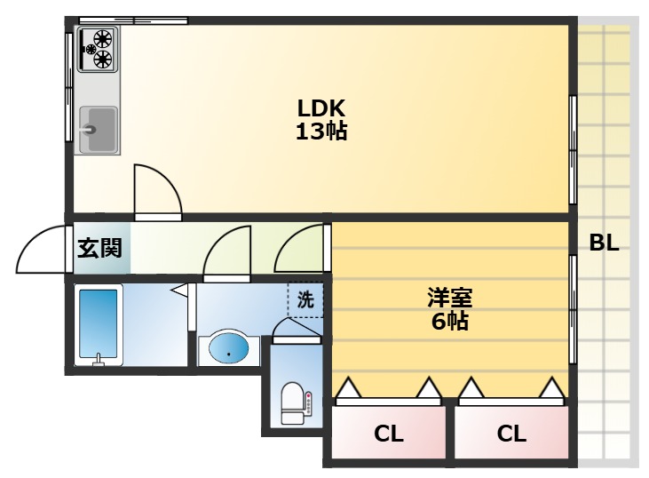 阪急神戸線 六甲駅 徒歩18分 4階建 築36年の間取り写真