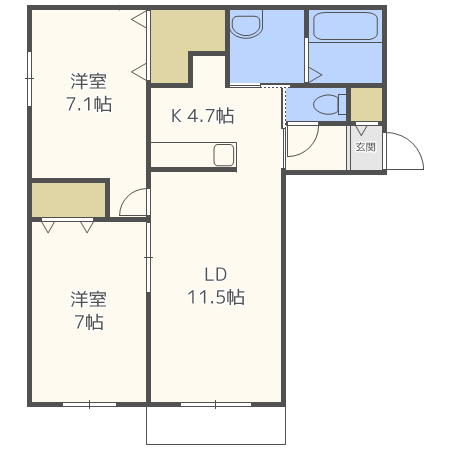 札幌市手稲区曙十二条のマンションの間取り