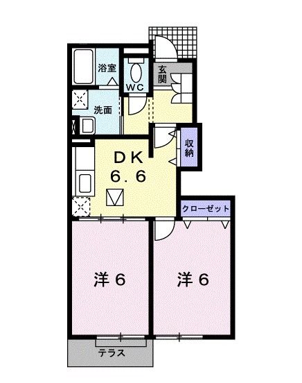 紀の川市中三谷のアパートの間取り