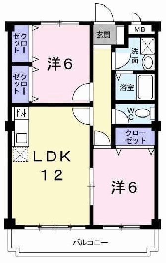 加古川市野口町北野のマンションの間取り