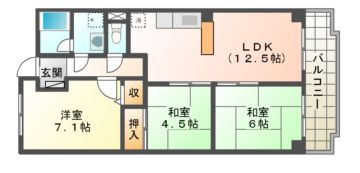 宇治市木幡のマンションの間取り