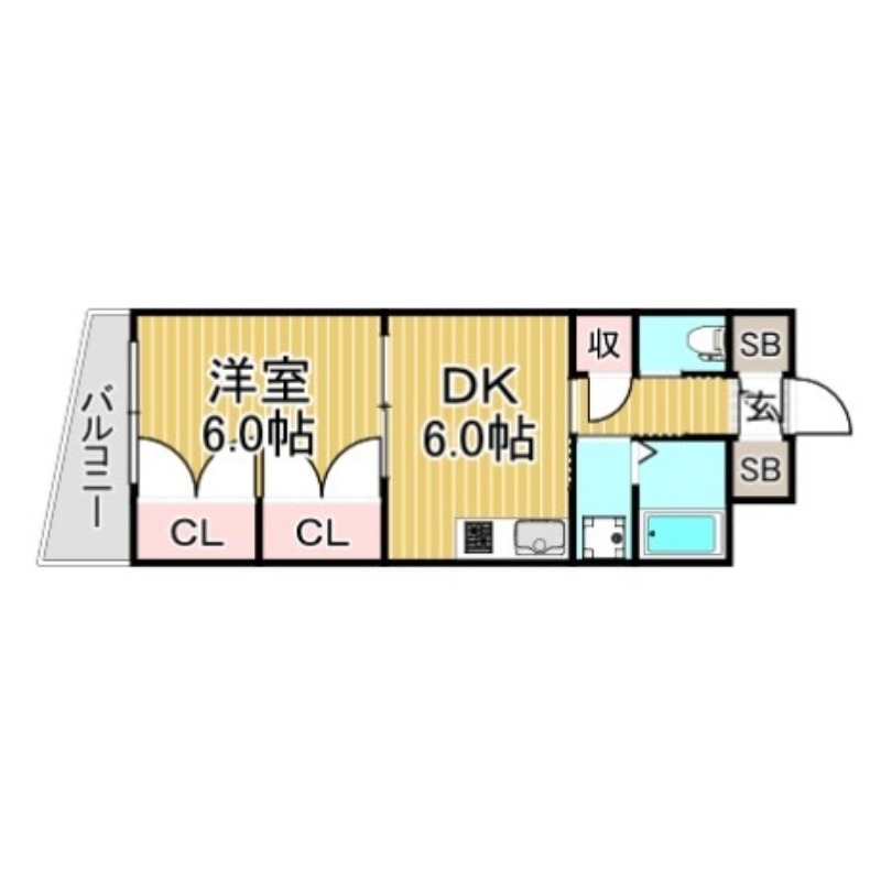 大野城市下大利のマンションの間取り