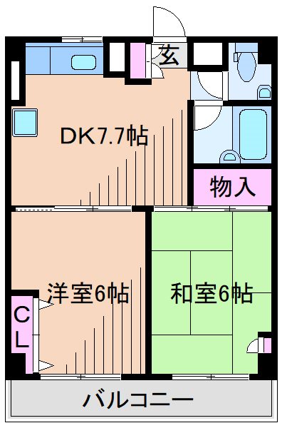 横浜市神奈川区三ツ沢中町のマンションの間取り