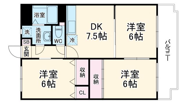 小牧市大字東田中のマンションの間取り