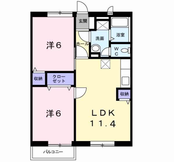 境港市三軒屋町のアパートの間取り