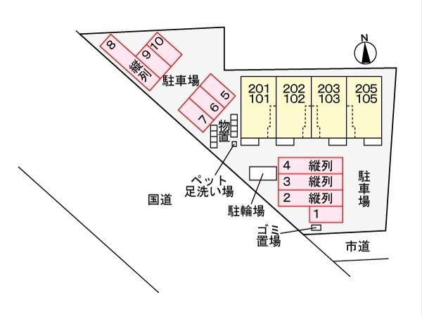 【各務原市鵜沼羽場町のアパートの駐車場】