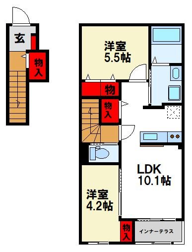 筑紫野市大字筑紫のアパートの間取り