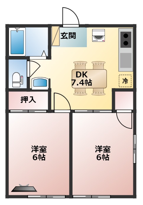 モトハシハイツの間取り