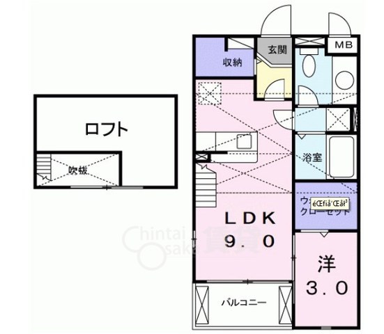 川西市笹部のアパートの間取り