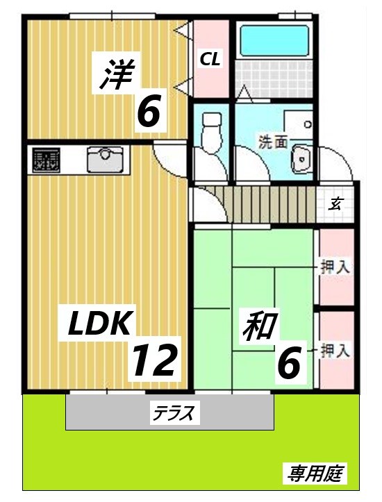 姫路市飾磨区矢倉町のアパートの間取り