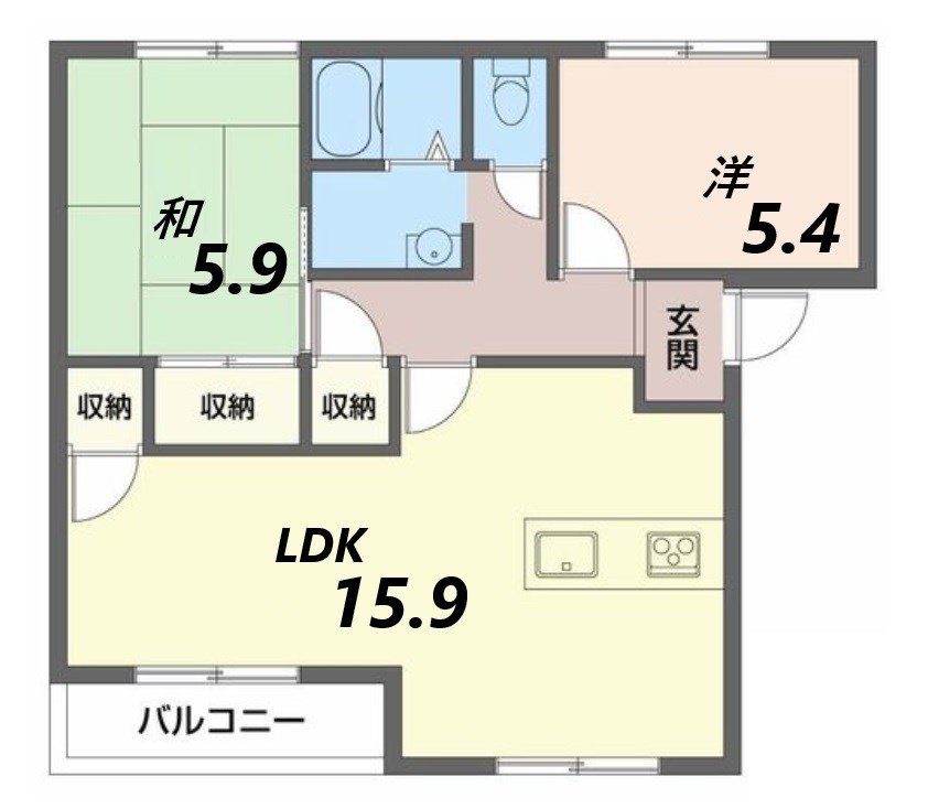 姫路市飾磨区付城のアパートの間取り