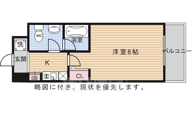 京都市右京区西院東貝川町のマンションの間取り