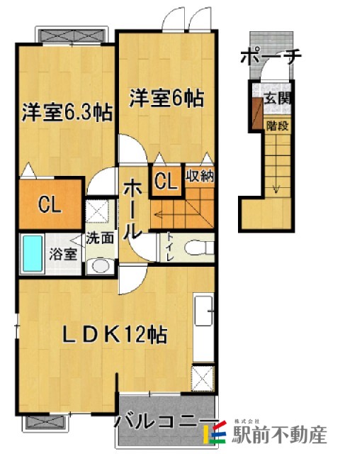 鳥栖市曽根崎町のアパートの間取り