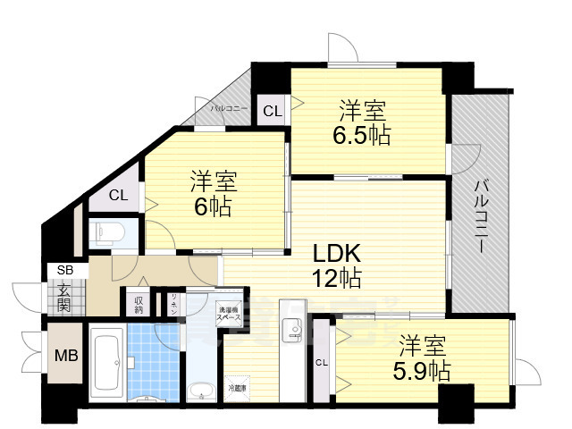 堺市北区中長尾町のマンションの間取り