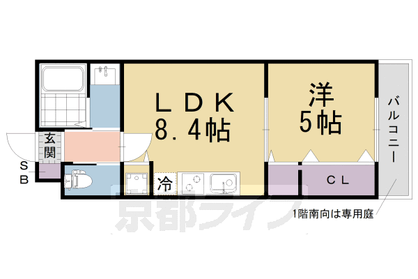 京都市伏見区深草町通町のマンションの間取り