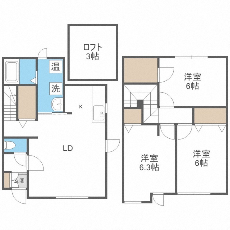 札幌市北区屯田九条のアパートの間取り