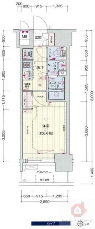 大阪市天王寺区筆ケ崎町のマンションの間取り