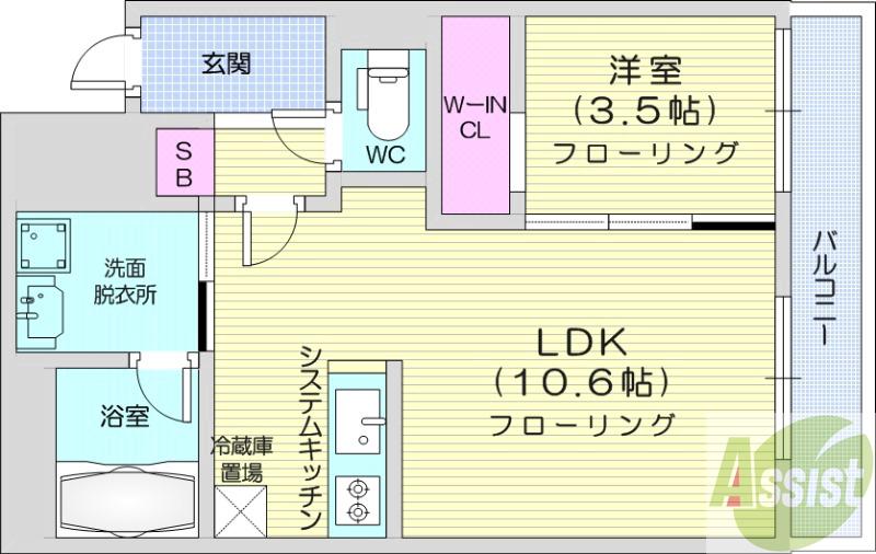 地下鉄東西線 南郷７丁目駅 徒歩3分 4階建 築1年の間取り写真