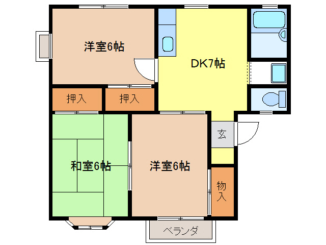 岐阜市黒野南のアパートの間取り