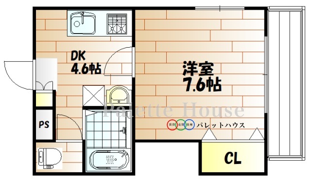 岡山県岡山市北区弓之町（マンション）の賃貸物件の間取り