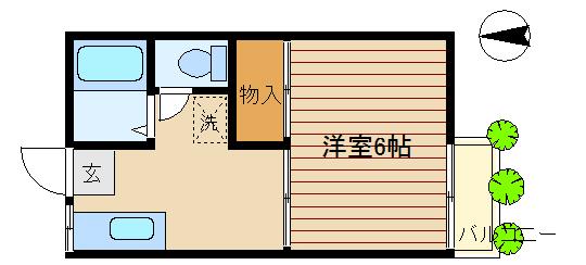 京急本線 大森町駅 徒歩8分 2階建 築39年の間取り写真
