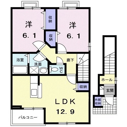 朝来市和田山町土田のアパートの間取り