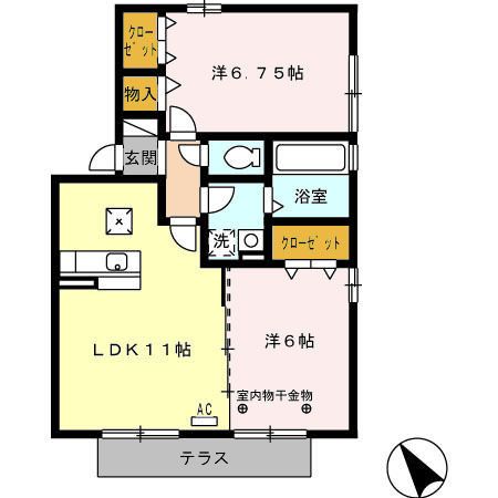 焼津市八楠のアパートの間取り