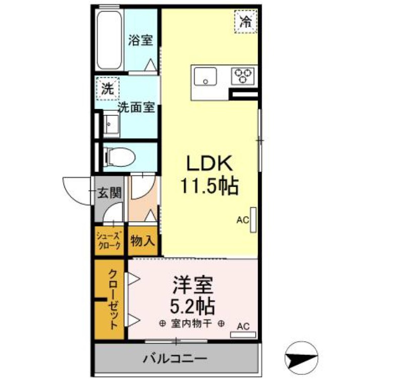 浜松市中央区名塚町のアパートの間取り