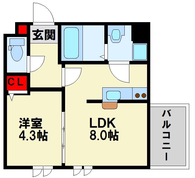 【北九州市八幡西区黒崎のアパートの間取り】