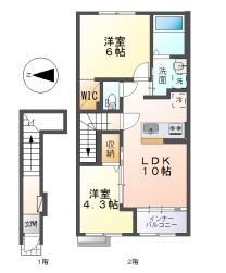 浅口市鴨方町鴨方のアパートの間取り