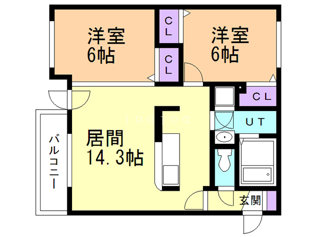 札幌市中央区北十五条西のマンションの間取り