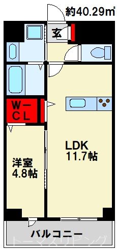 北九州市小倉北区紺屋町のマンションの間取り