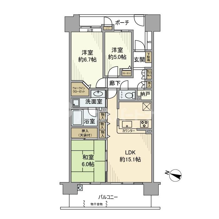 足立区栗原のマンションの間取り