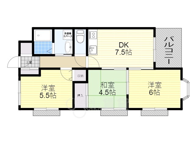 川西市一庫のマンションの間取り