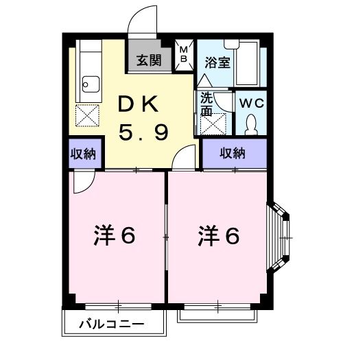 水戸市愛宕町のアパートの間取り